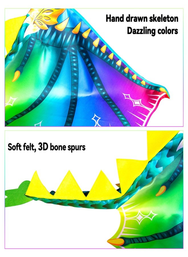 D.Q.Z Toddlers Dinosaur-Dragon-Wings Costume for Kids with Mask, Dino Cape Boys Dress Up Birthday Party Toys Gifts (Rainbow) - Image 4